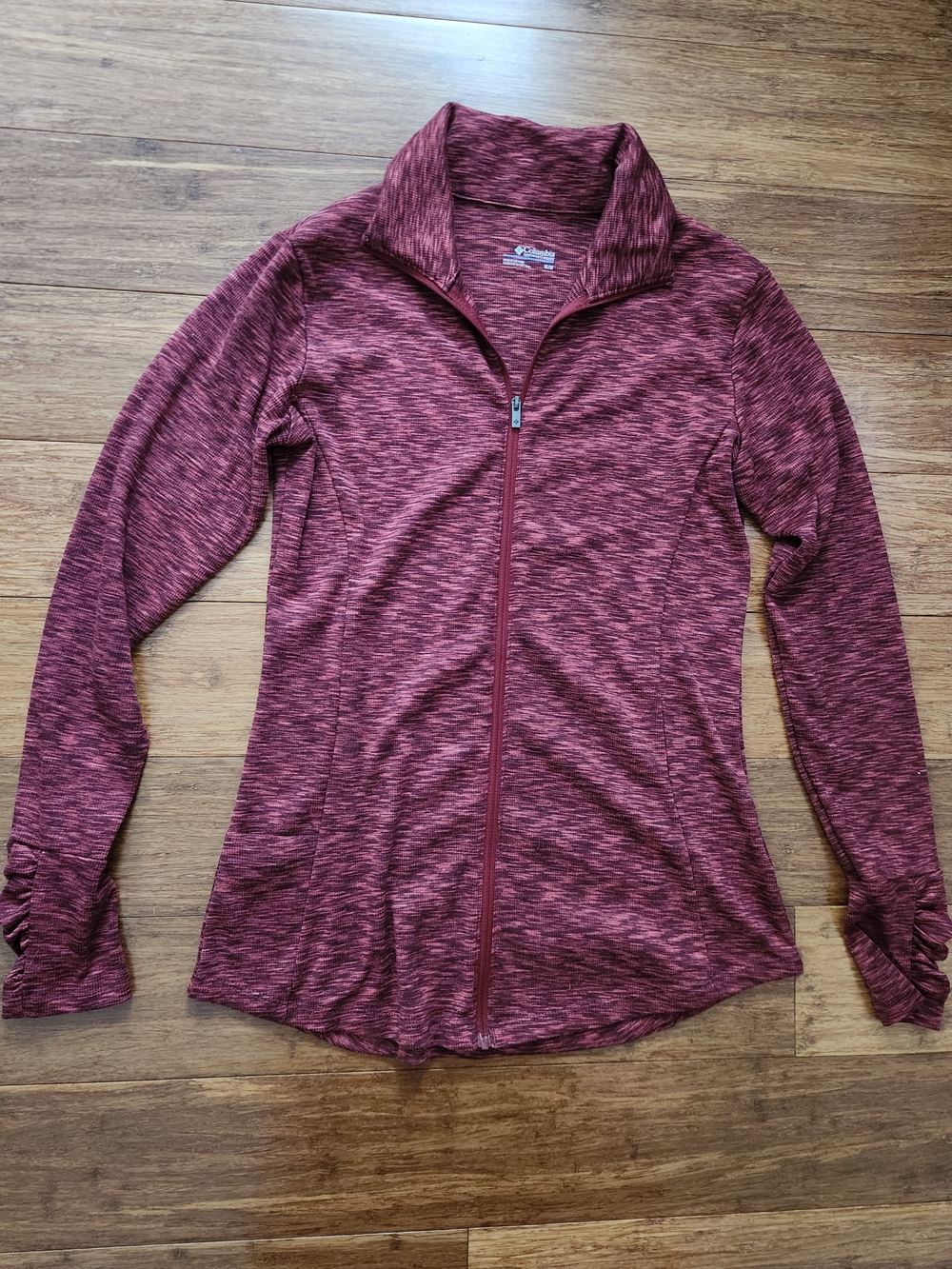 Columbia Women’s Maroon Full-Zip Heathered Lightweight Active Jacket, Medium